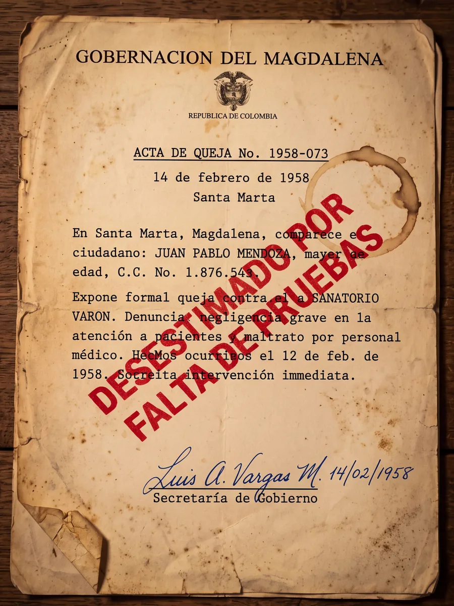 Internal hospital complaint record, 1958